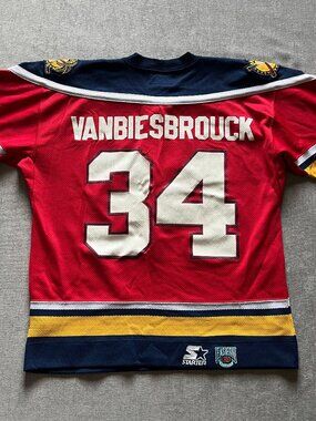 Vintage John Vanbiesbrouck Florida Panthers Starter Jersey Adult L/XL Red 90's